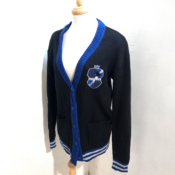 Harry Potter | Ravenclaw Black and Blue V-Neck Cardigan Sweater - Picture 1 of 10